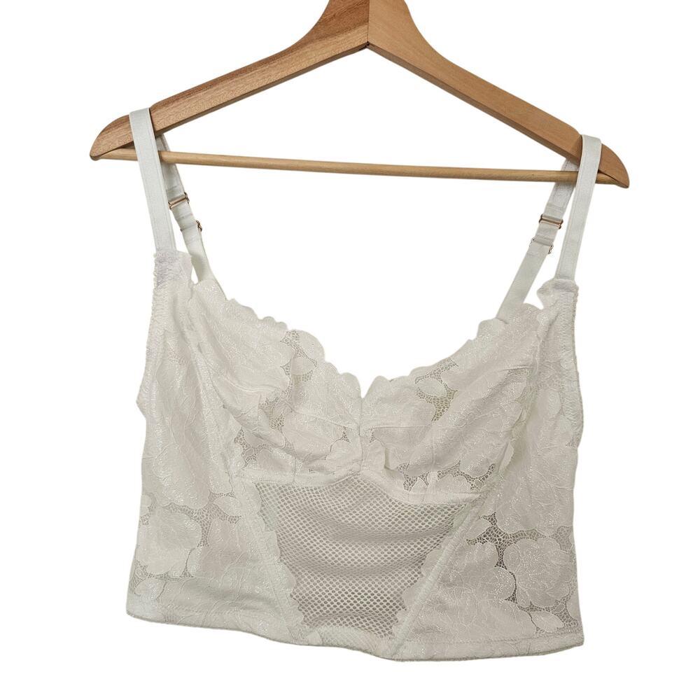 SAVAGE X FENTY Floral Lace Glow Bustier in Angel White Size 1X